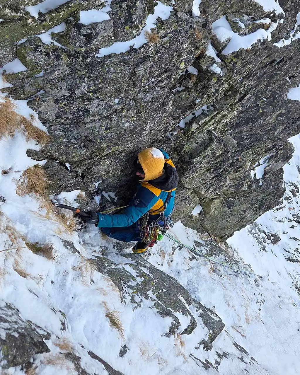 koncowka pierwszego wyciagu Tatry wspinaczka zimowa