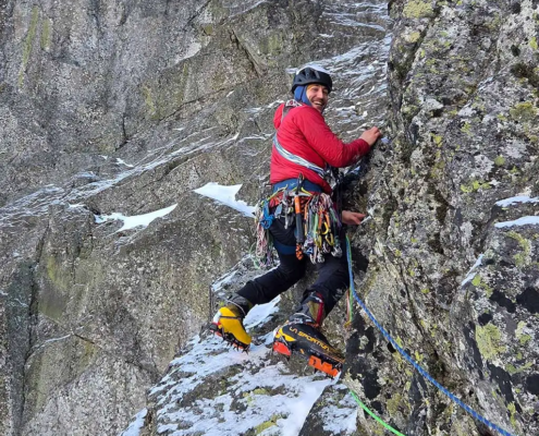 wspinanie zimowe tatry Bartek na 6 wyciągu Hrany Weberovky