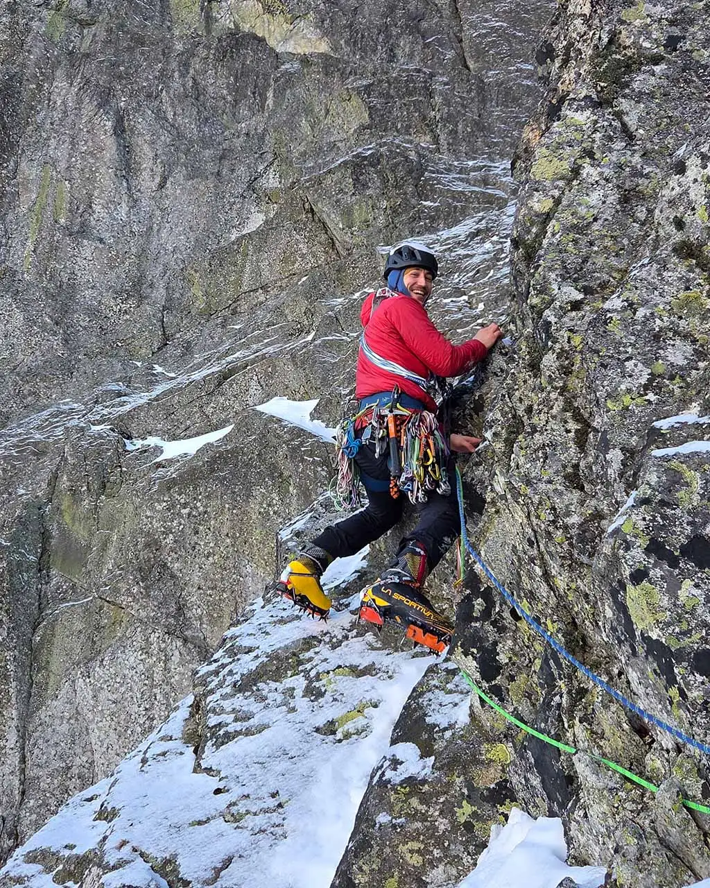 wspinanie zimowe tatry Bartek na 6 wyciągu Hrany Weberovky
